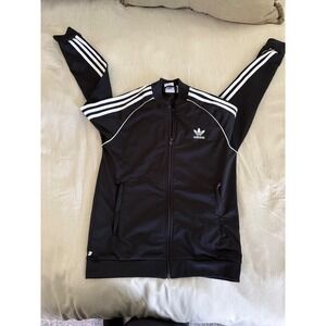 adidas Originals Superstar Track Jacket Black White‎ Trefoil Women's Large L Zip